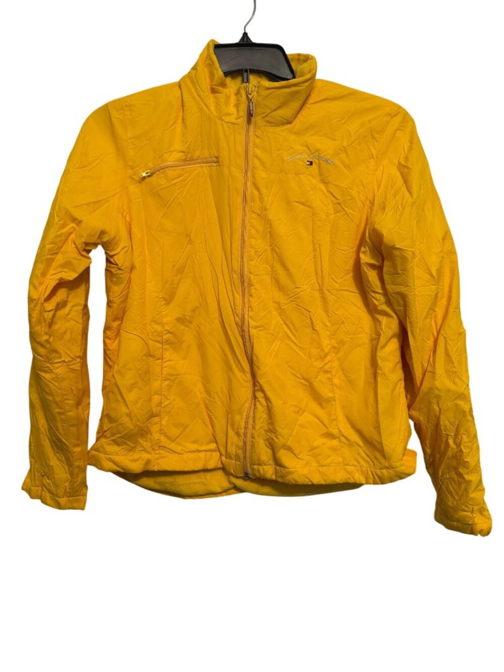 vintage Tommy Hilfiger Yellow Nylon Jacket Womens L Fleece Lining Full Zip